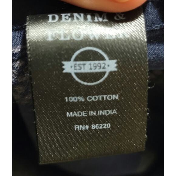 Denim & Flowers Men's Button Down Short Sleeve Shirt Black Pineapple Slim Fit S - Picture 8 of 8